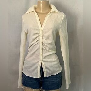 Elegant Cream Button-Up Women's Top
